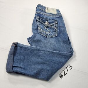 Silver Suki Surplus Capri Zip Casual Medium Wash Denim Jeans Womens Size 25 Blue